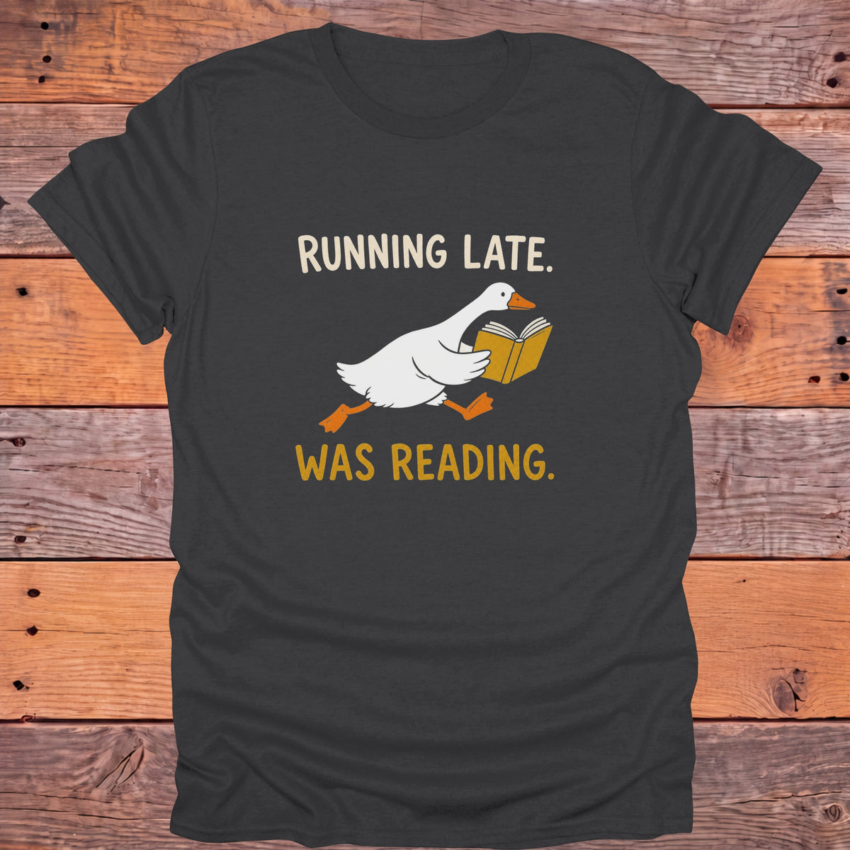Running Late Was Reading Goose Bookish T-Shirt - Charcoal