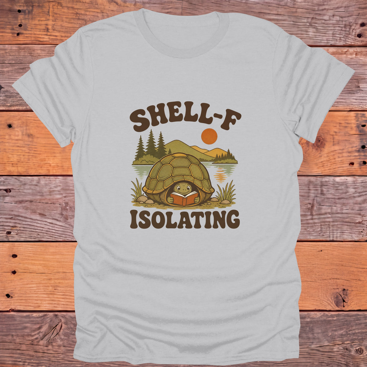Shell-F Isolating Turtle Bookish T-Shirt - Ice Grey