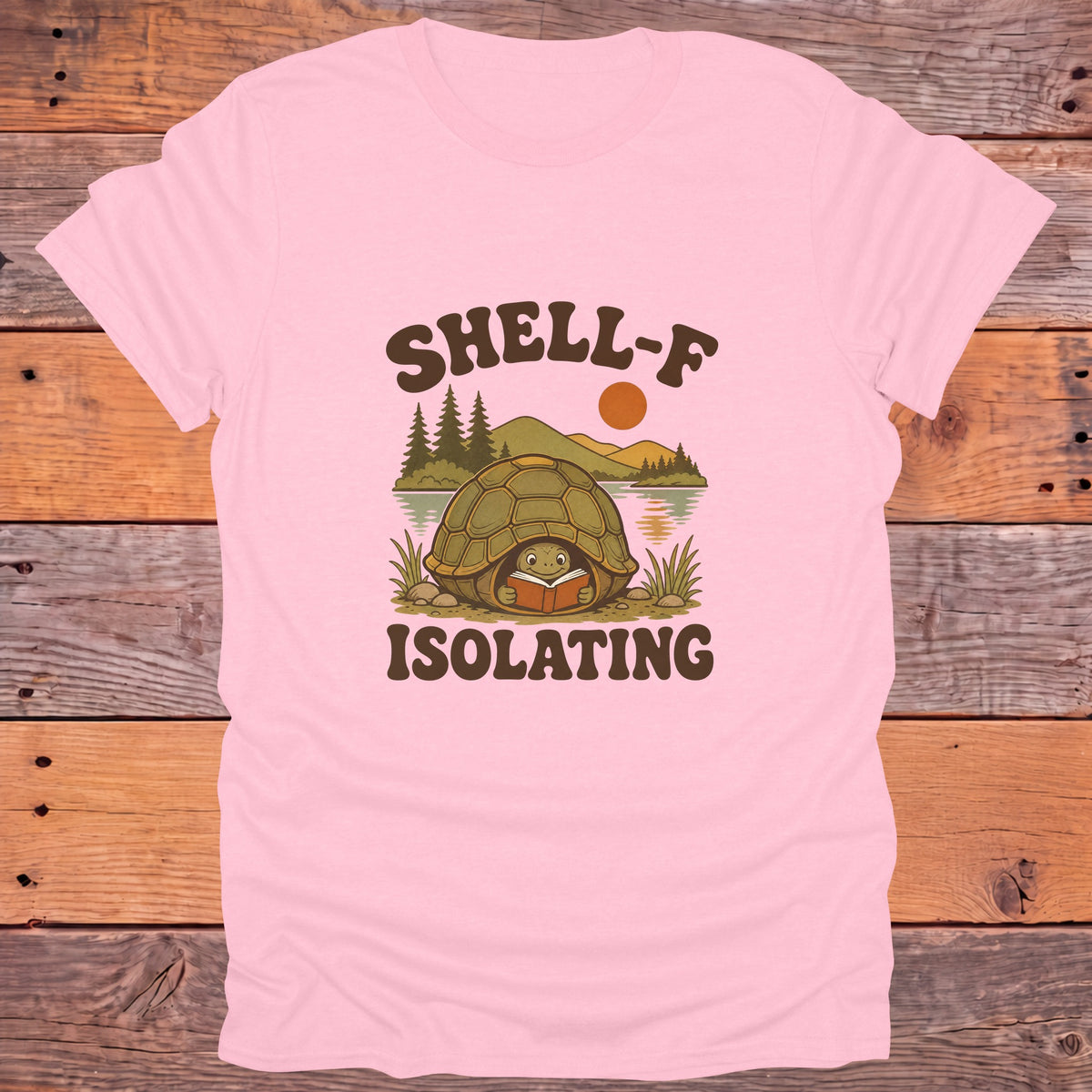 Shell-F Isolating Turtle Bookish T-Shirt - Light Pink