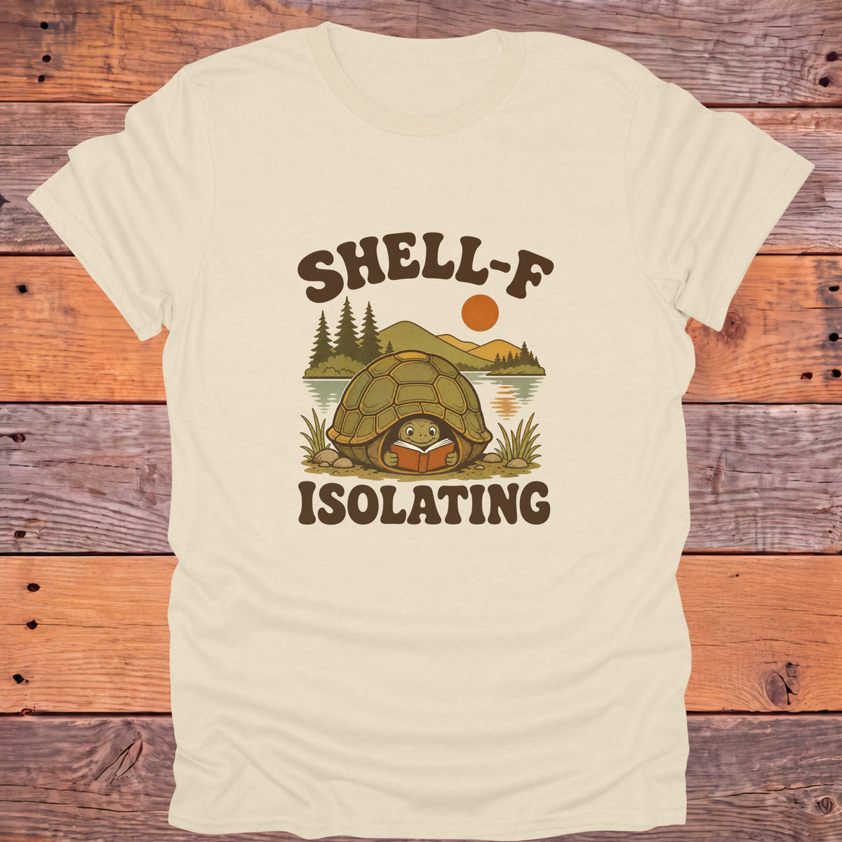 Shell-F Isolating Turtle Bookish T-Shirt - Natural