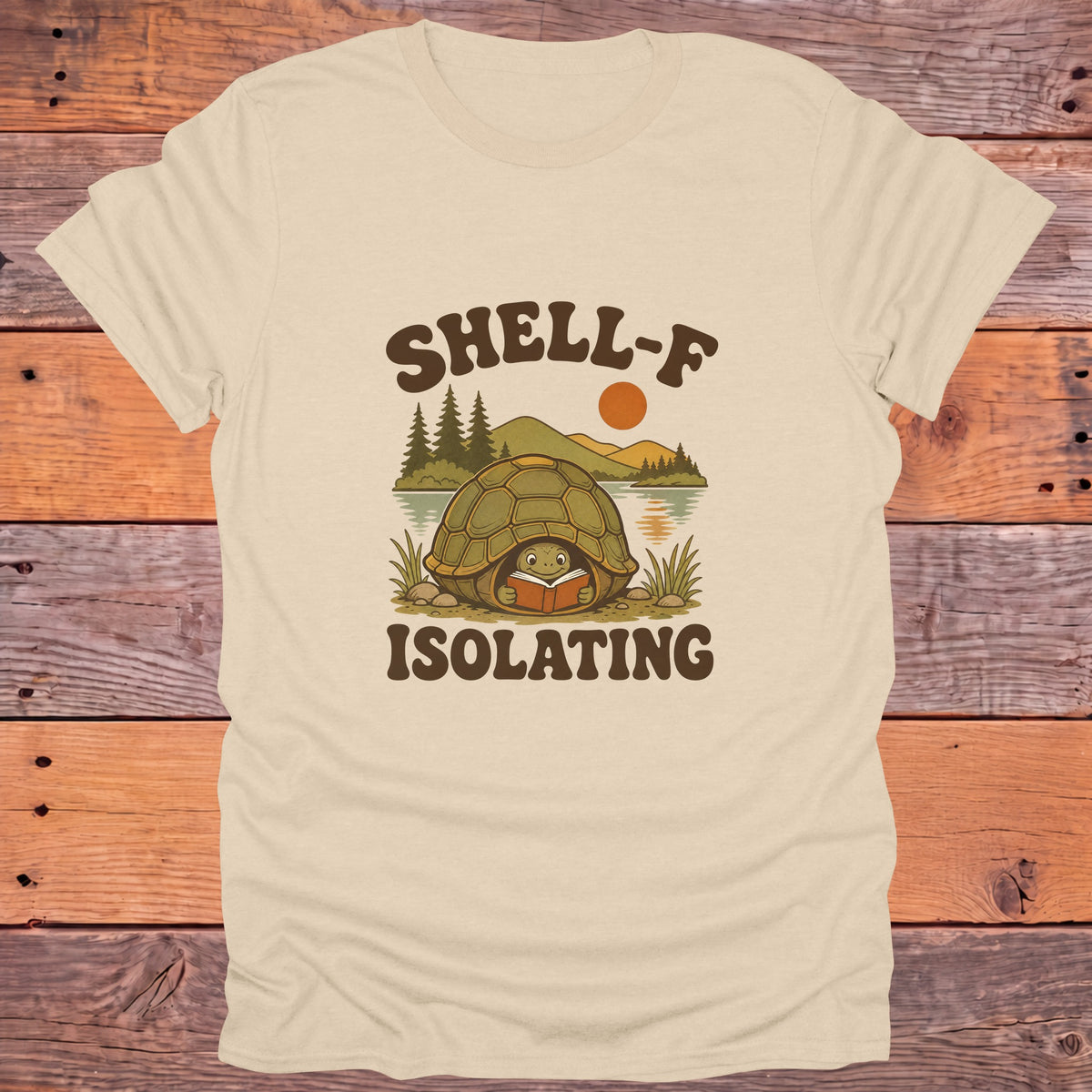 Shell-F Isolating Turtle Bookish T-Shirt - Sand