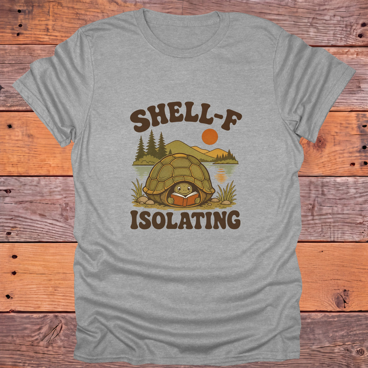 Shell-F Isolating Turtle Bookish T-Shirt - Sport Grey