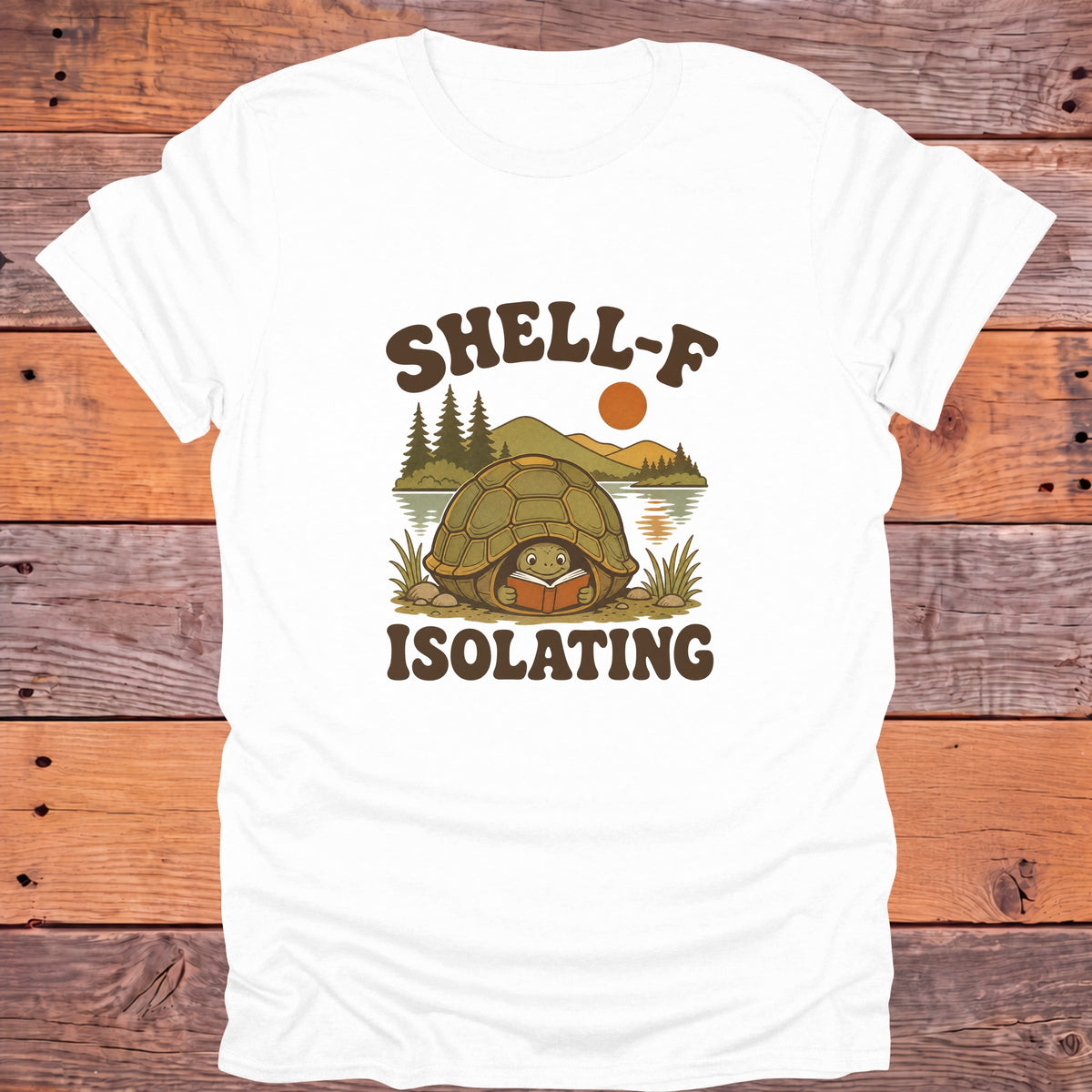 Shell-F Isolating Turtle Bookish T-Shirt - White