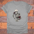 Skeleton Holding Rose and Book Gothic Bookish T-Shirt - Sport Grey
