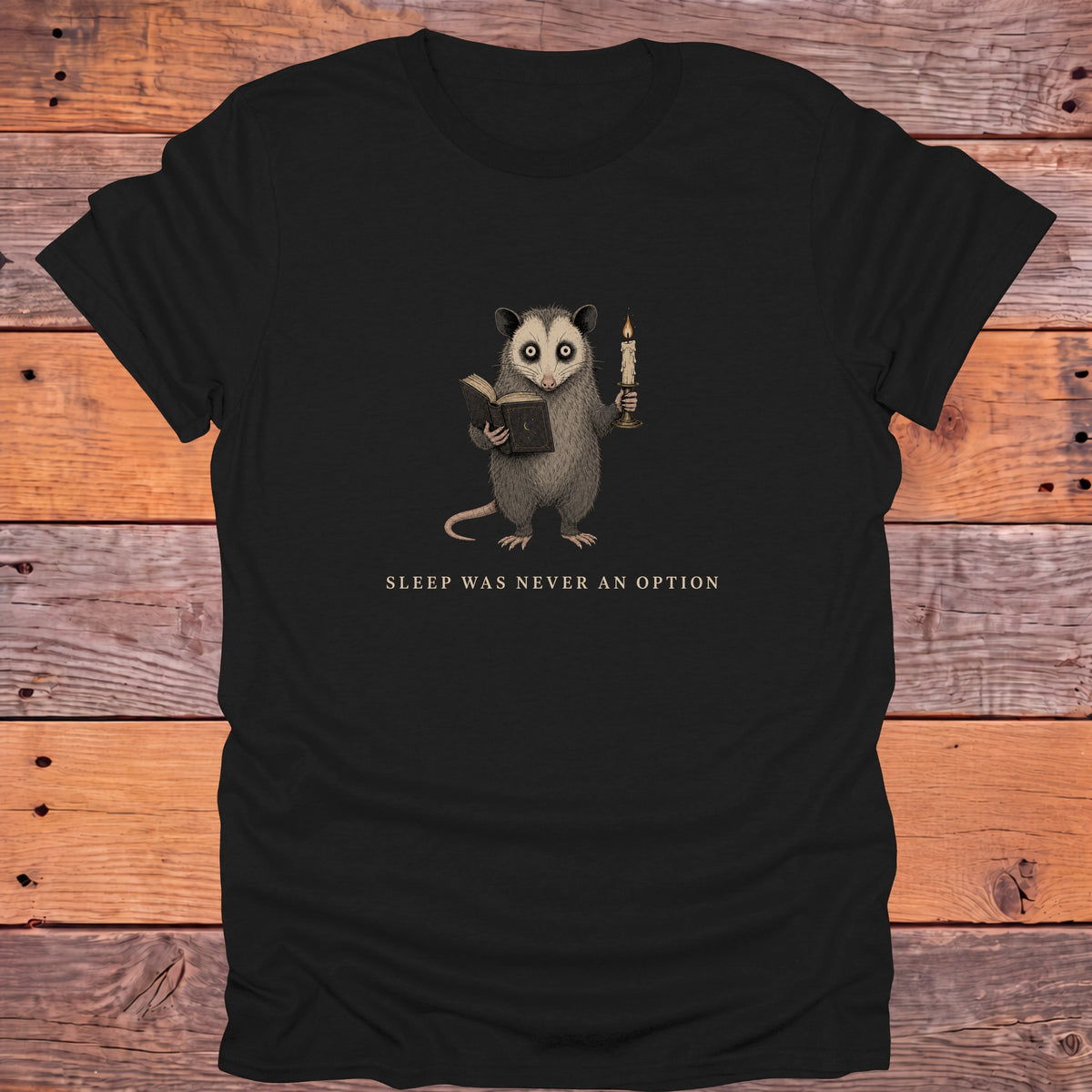 Sleep Was Never an Option Possum Bookish T-Shirt - Black