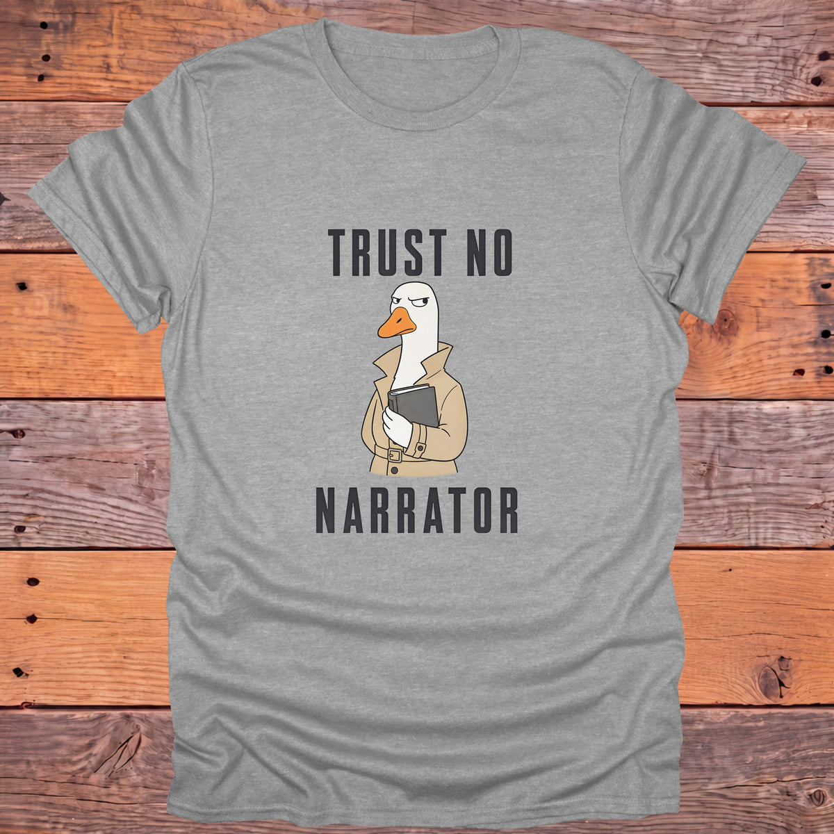 Trust No Narrator Goose Bookish T-Shirt - Sport Grey