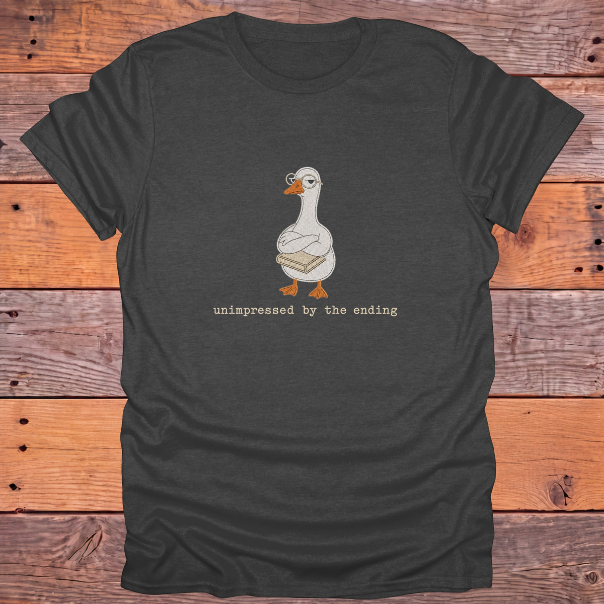 Unimpressed by the Ending Goose Bookish T-Shirt - Dark Heather
