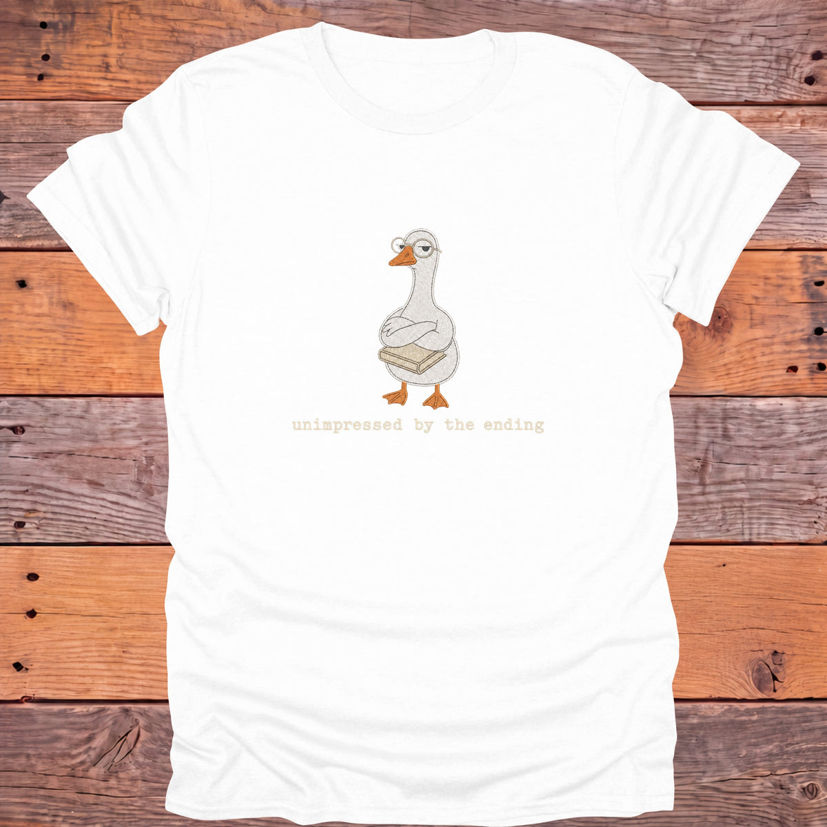 Unimpressed by the Ending Goose Bookish T-Shirt - White