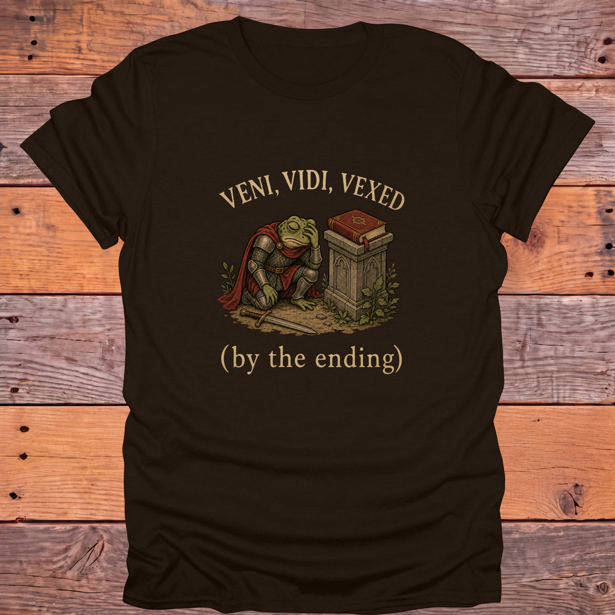 Veni Vidi Vexed by the Ending Bookish T-Shirt - Dark Chocolate