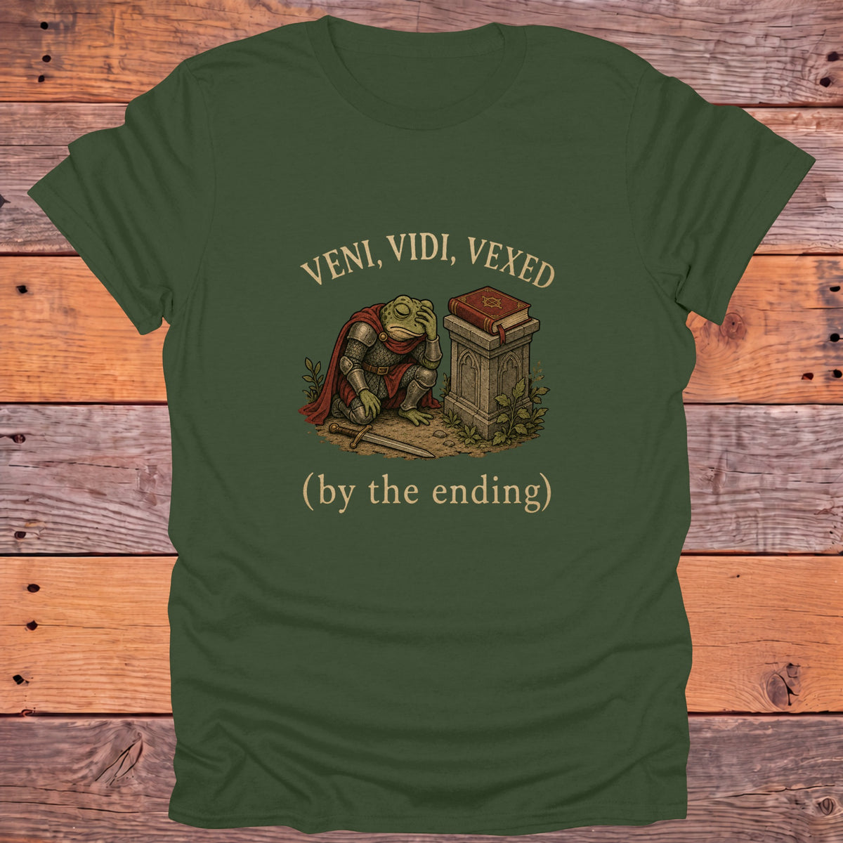 Veni Vidi Vexed by the Ending Bookish T-Shirt - Military Green